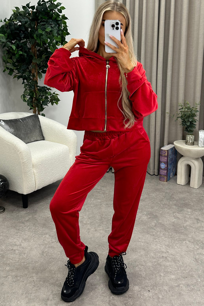 Velour Tracksuit - Red