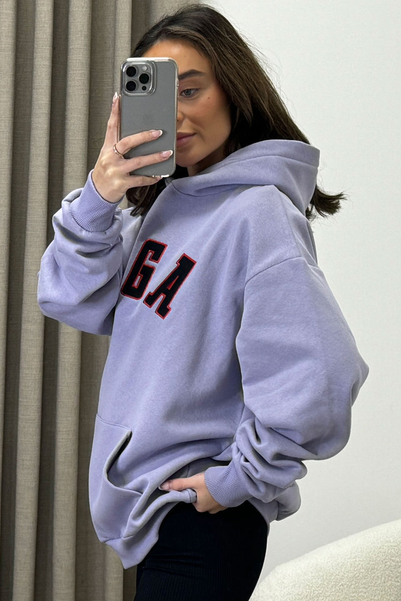 Jaya Lilac Yoga Slogan Oversized Hoodie LASULA