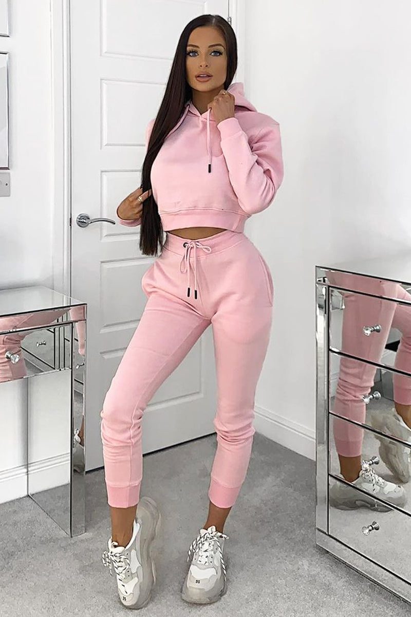 Crop hoodie hot sale tracksuit