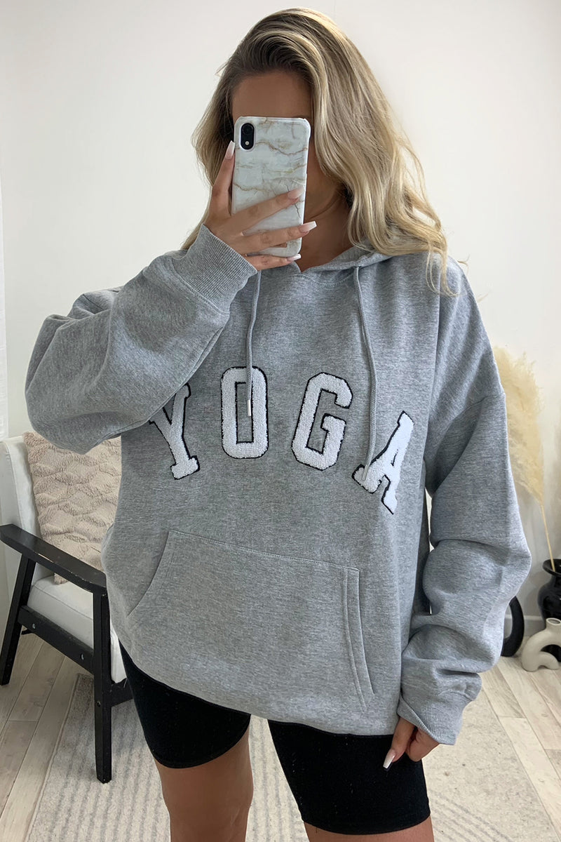 Anisa Grey Yoga Slogan Oversized Hoodie – LASULA