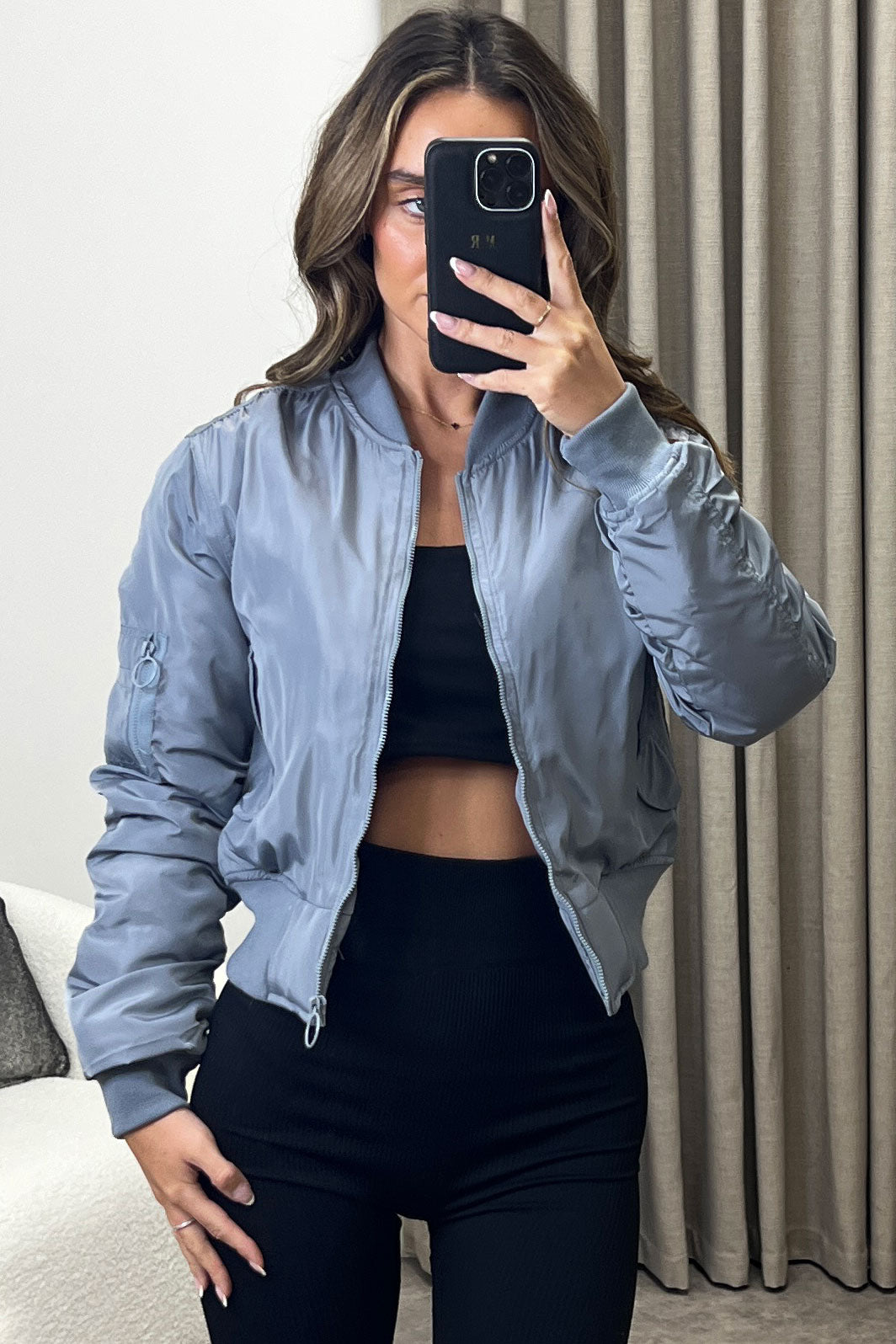 Light blue outlet bomber jacket womens