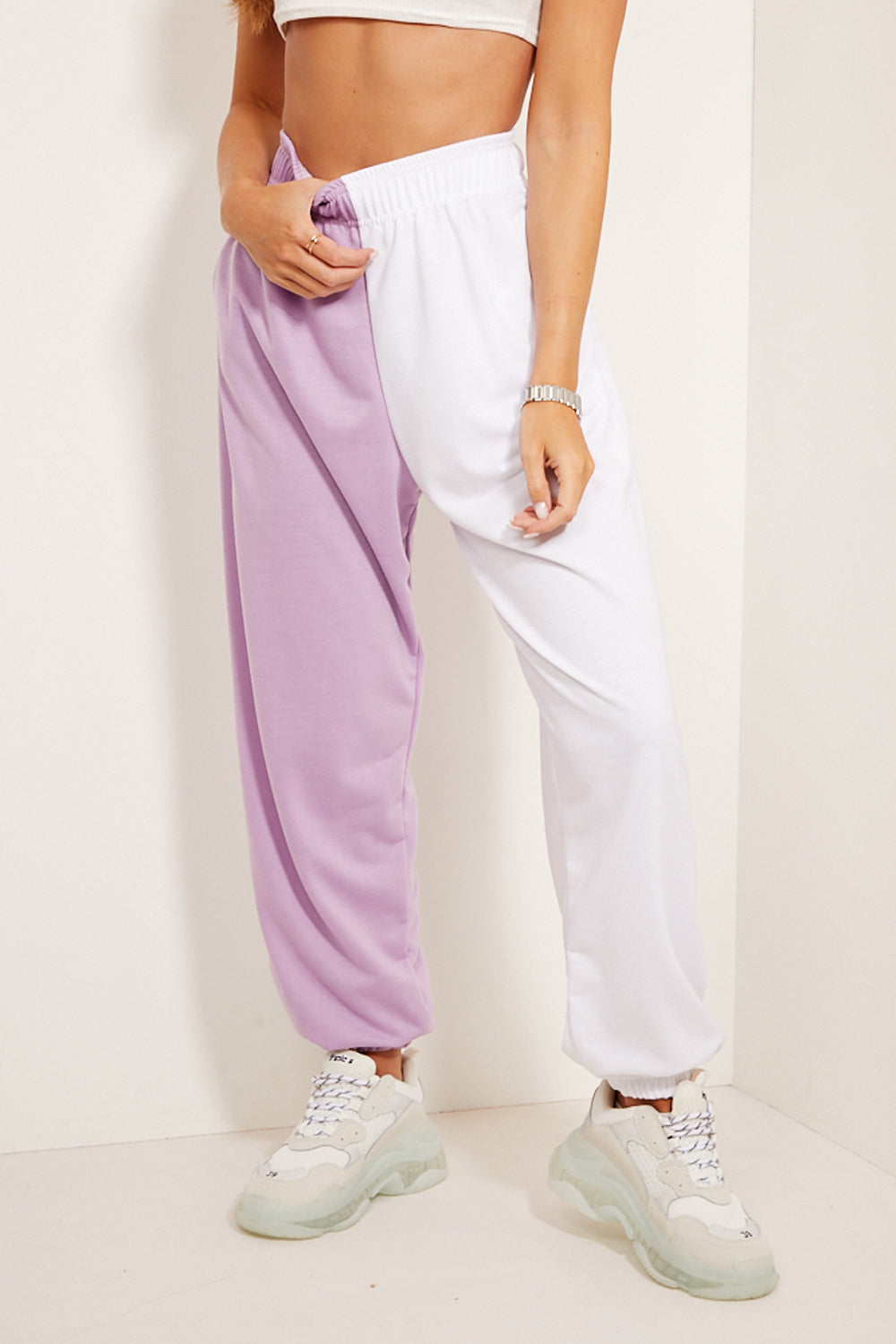 Purple and white on sale joggers