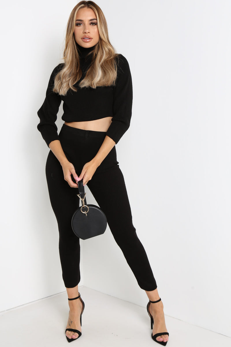Black High Neck Cropped Loungewear Set – LASULA
