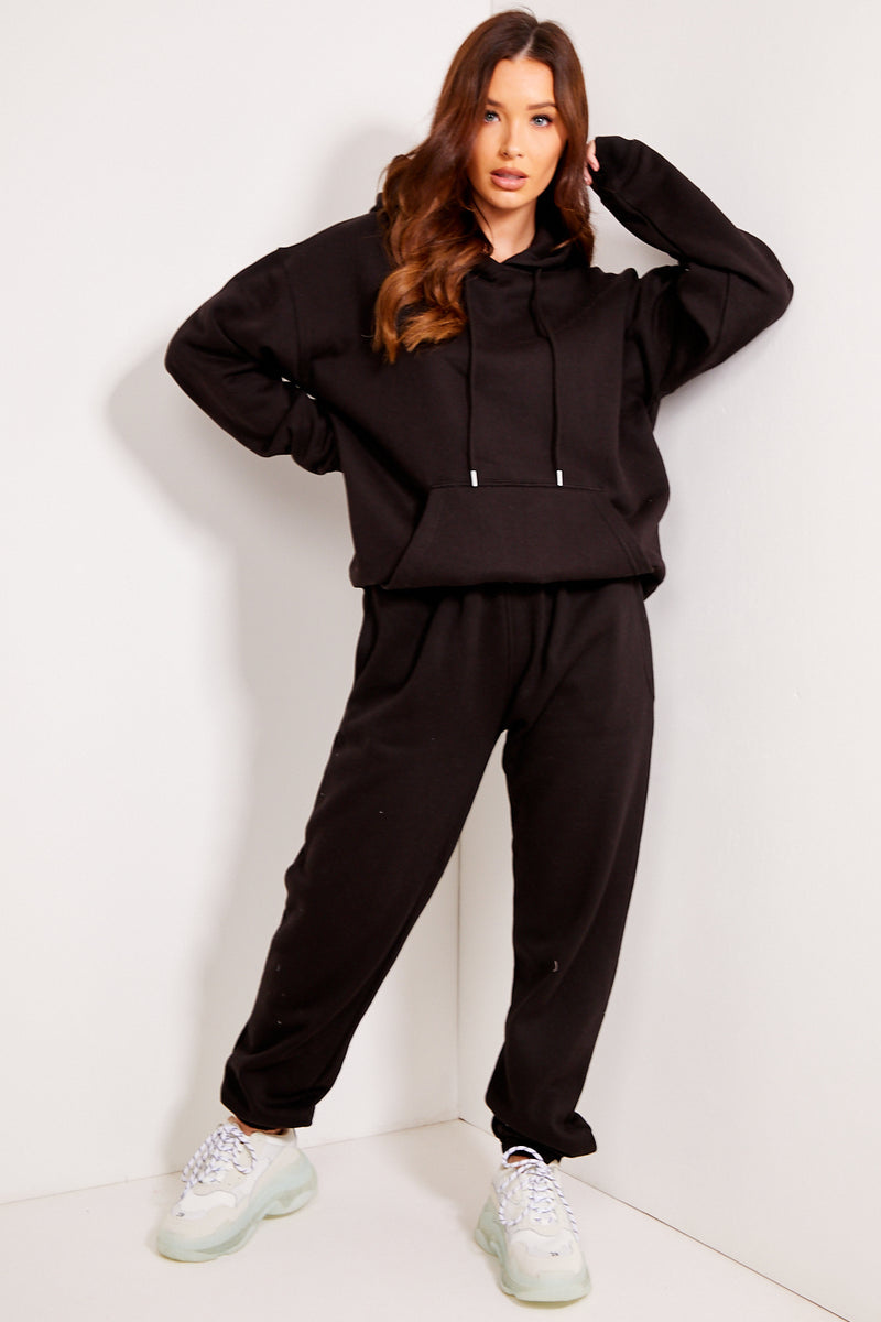 Everleigh Black Oversized Hoodie and Joggers Tracksuit Set – LASULA