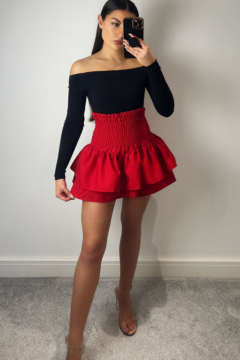 Ruffle mini skirt 6 inch sale