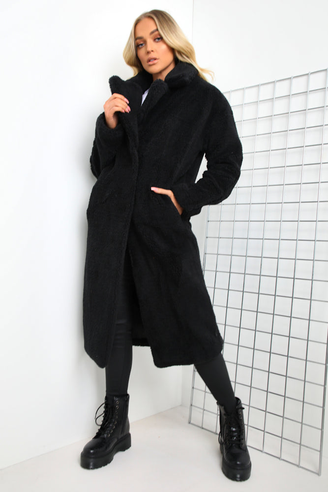 Black longline outlet teddy coat